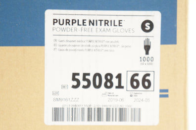 Halyard 55081 Purple Nitrile Powder-Free Exam Gloves S - Box of 1000